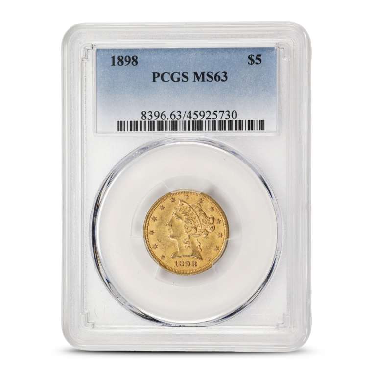 1898 Pre-33 $5 Liberty Gold Half Eagle Coin MS63 (PCGS or NGC)