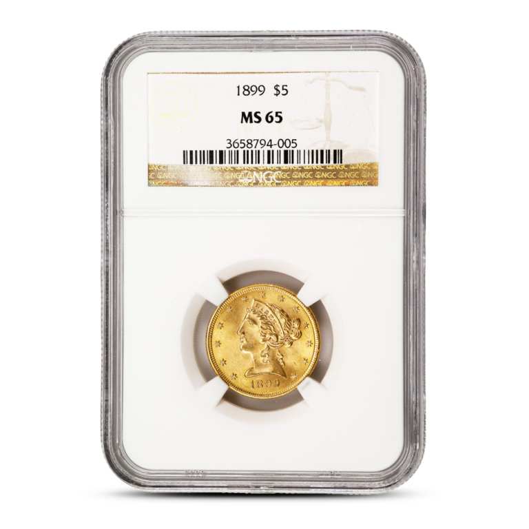 1899 Pre-33 $5 Liberty Gold Half Eagle Coin MS65 (PCGS or NGC)