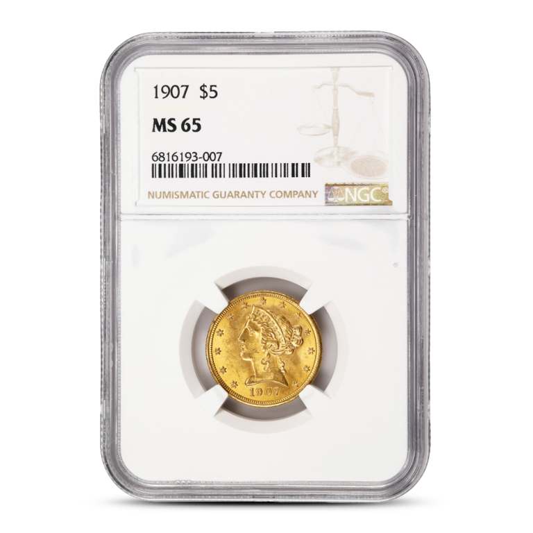 1907 Pre-33 $5 Liberty Gold Half Eagle Coin MS65 (PCGS or NGC)